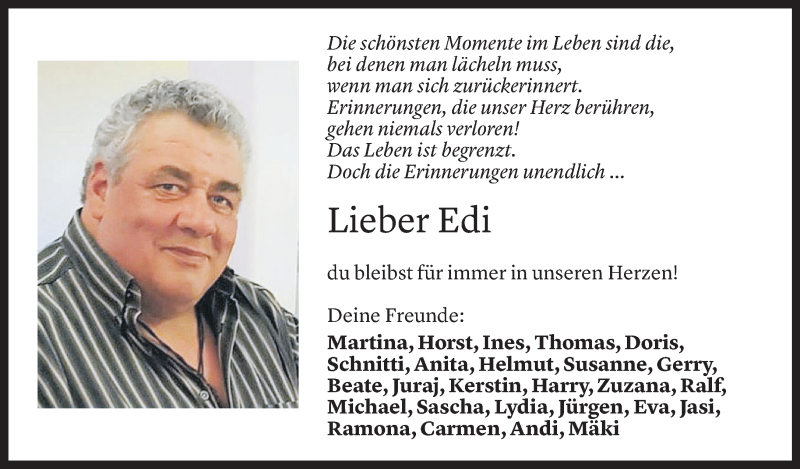  Todesanzeige für Edi Ransch vom 02.11.2021 aus Vorarlberger Nachrichten