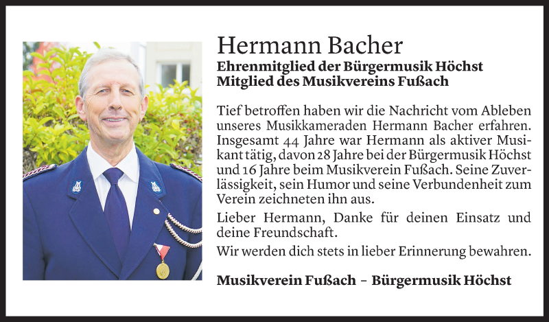  Todesanzeige für Hermann Bacher vom 03.11.2021 aus Vorarlberger Nachrichten