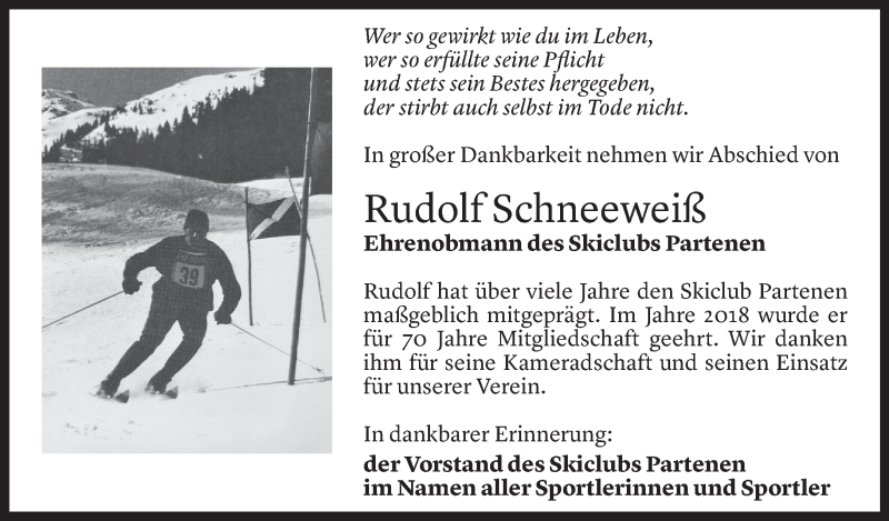  Todesanzeige für Rudolf Schneeweiß vom 08.11.2021 aus Vorarlberger Nachrichten