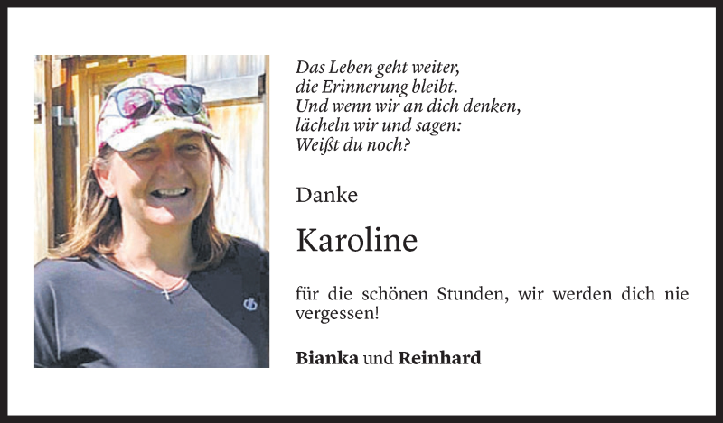  Todesanzeige für Karoline Kaufmann vom 01.12.2021 aus Vorarlberger Nachrichten