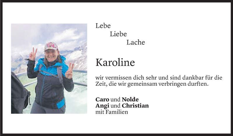  Todesanzeige für Karoline Kaufmann vom 01.12.2021 aus Vorarlberger Nachrichten
