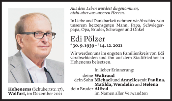 Todesanzeige von Edmund Pölzer von Vorarlberger Nachrichten