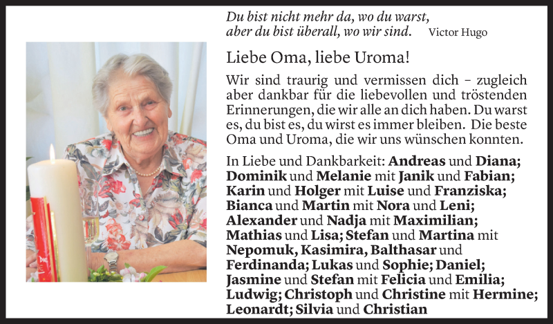  Todesanzeige für Hilda Draxler vom 15.12.2021 aus Vorarlberger Nachrichten