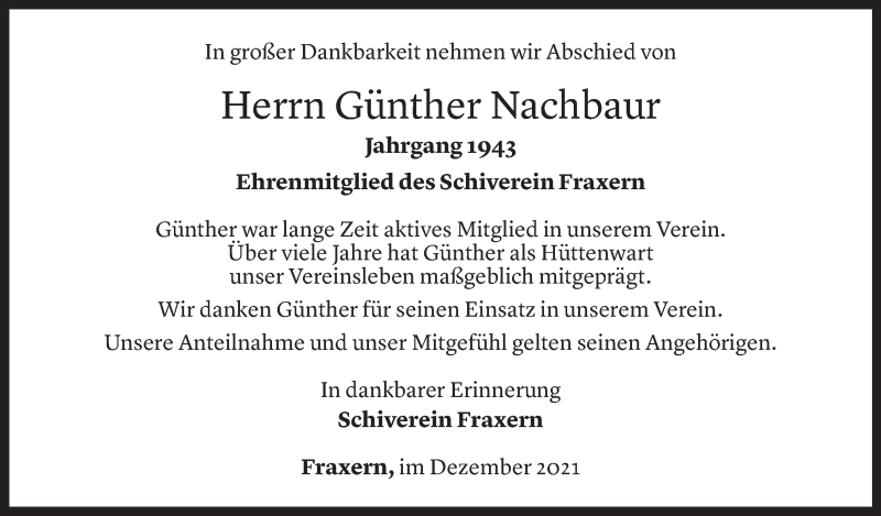  Todesanzeige für Günther Nachbaur vom 02.12.2021 aus vorarlberger nachrichten