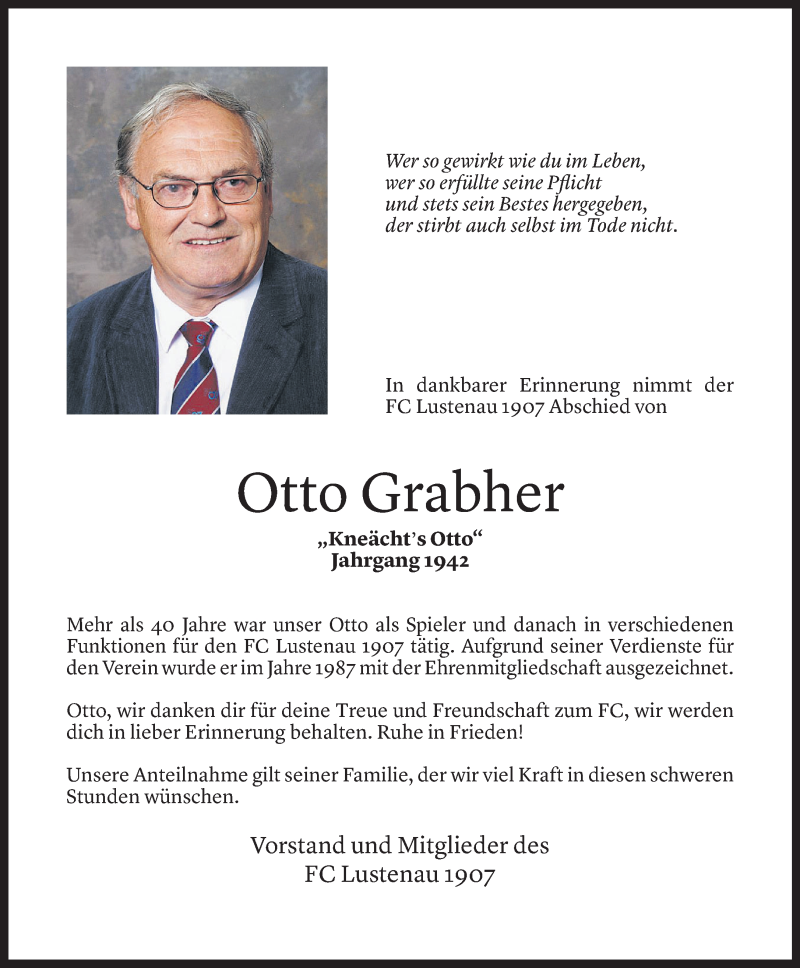  Todesanzeige für Otto Grabher vom 06.12.2021 aus Vorarlberger Nachrichten