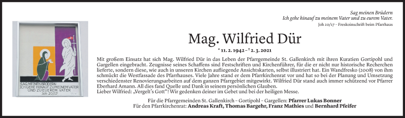 Todesanzeige für Wilfried Dür vom 06.03.2021 aus Vorarlberger Nachrichten