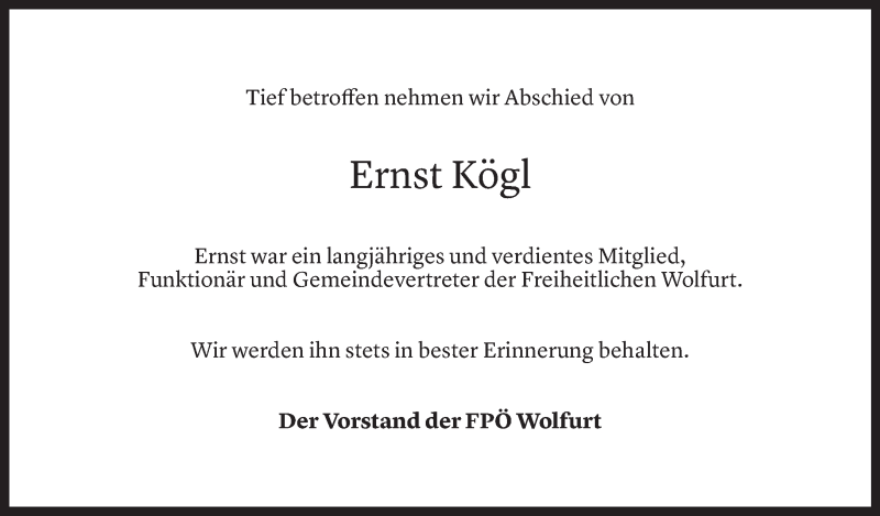  Todesanzeige für Ernst Kögl vom 31.03.2021 aus Vorarlberger Nachrichten