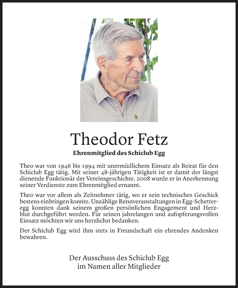  Todesanzeige für Theodor Fetz vom 12.05.2021 aus Vorarlberger Nachrichten