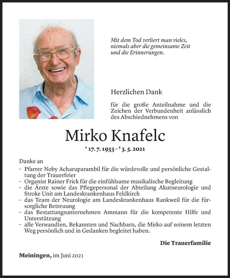  Todesanzeige für Mirko Knafelc vom 04.06.2021 aus Vorarlberger Nachrichten