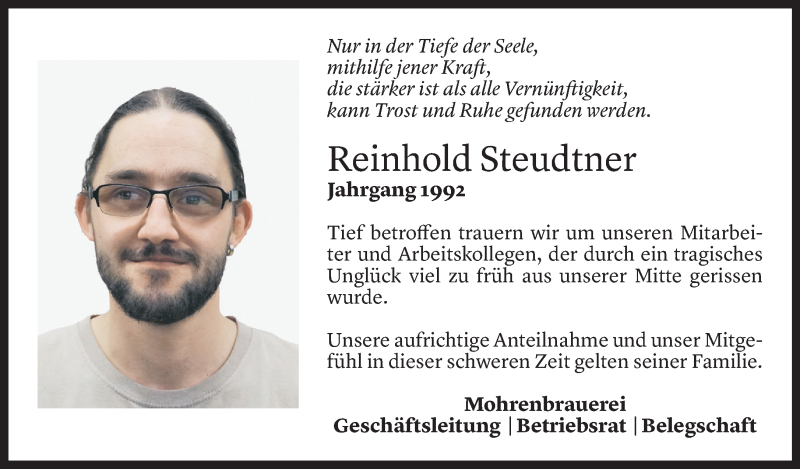 Todesanzeige für Reinhold Steudtner vom 26.06.2021 aus Vorarlberger Nachrichten