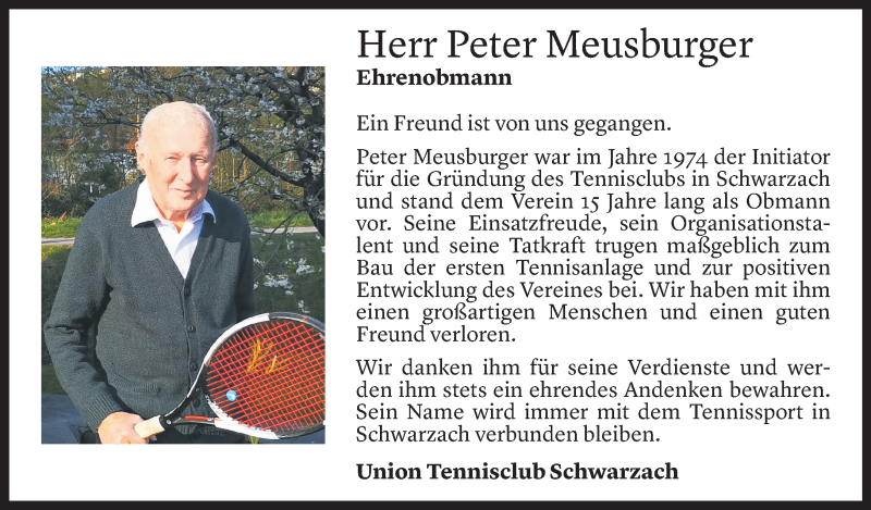  Todesanzeige für Peter Meusburger vom 30.06.2021 aus Vorarlberger Nachrichten