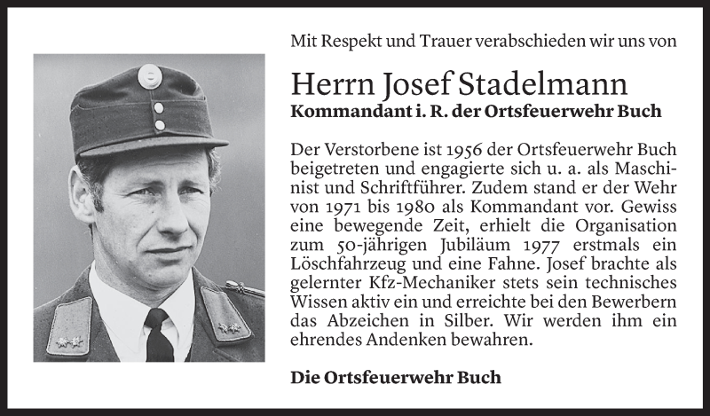  Todesanzeige für Josef Stadelmann vom 26.07.2021 aus Vorarlberger Nachrichten