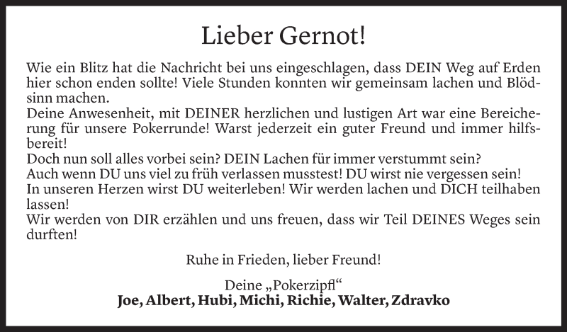  Todesanzeige für Gernot Kremmel vom 24.08.2021 aus Vorarlberger Nachrichten