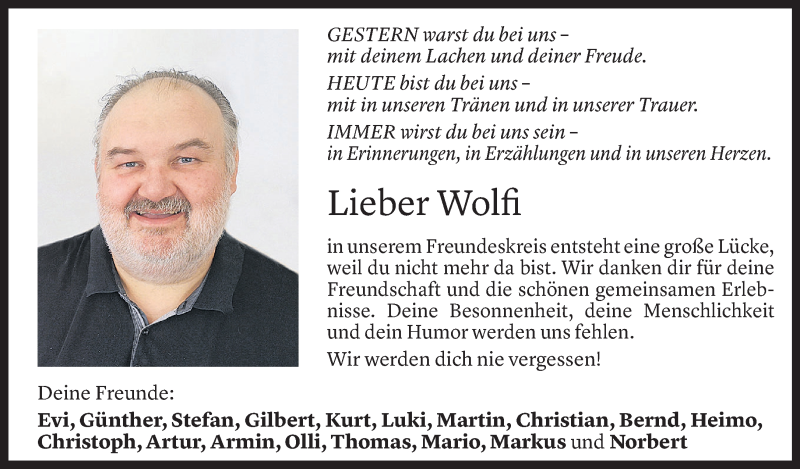 Todesanzeige für Wolfgang Schwabl vom 17.09.2021 aus Vorarlberger Nachrichten