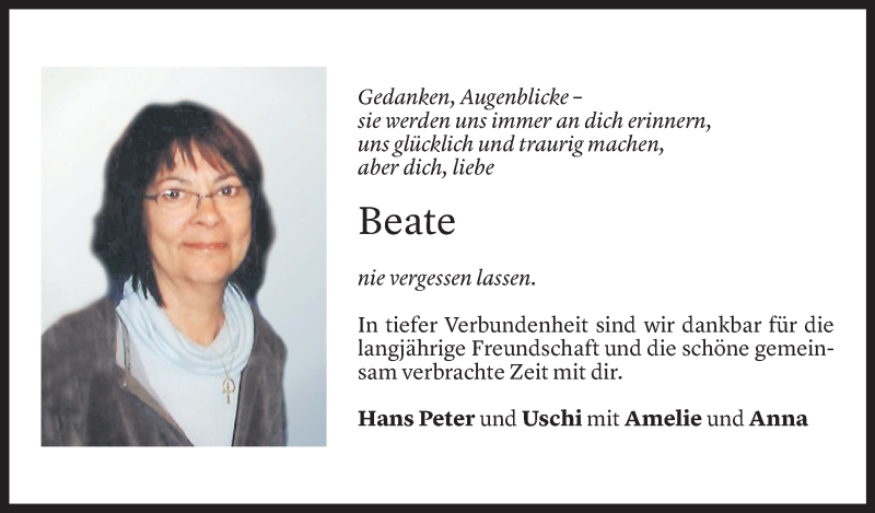  Todesanzeige für Beate Ulrike Fürtinger vom 28.09.2021 aus Vorarlberger Nachrichten