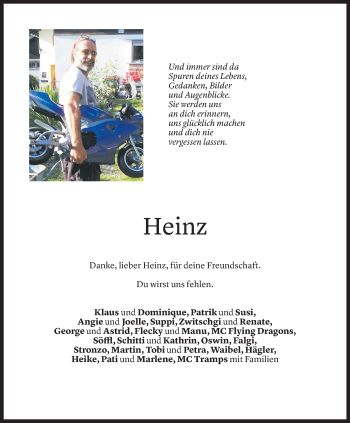 Todesanzeige von Heinz Öhre von Vorarlberger Nachrichten