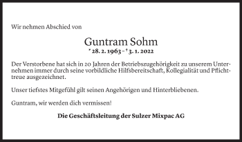 Todesanzeige von Guntram Sohm von Vorarlberger Nachrichten