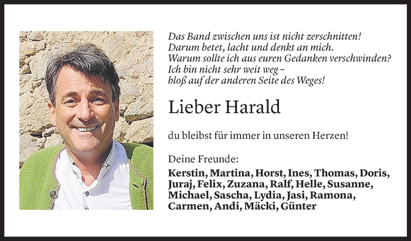  Todesanzeige für Harald Stifter vom 19.01.2022 aus Vorarlberger Nachrichten