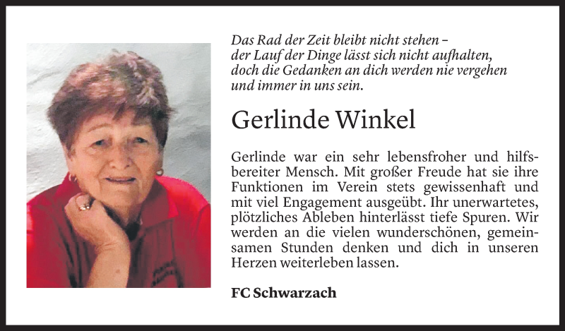  Todesanzeige für Gerlinde Winkel vom 11.01.2022 aus Vorarlberger Nachrichten