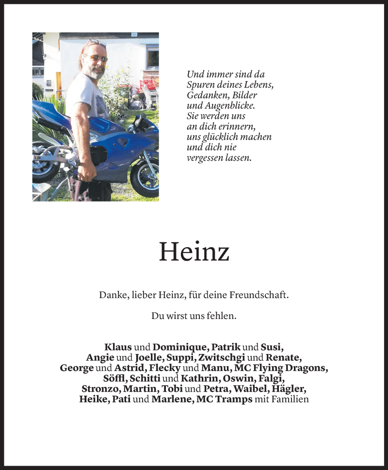  Todesanzeige für Heinz Öhre vom 11.01.2022 aus Vorarlberger Nachrichten