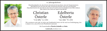 Todesanzeige von Christian und Edelberta Österle von Vorarlberger Nachrichten