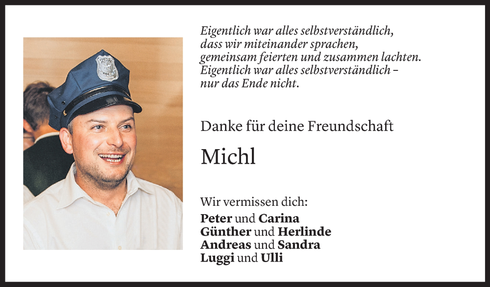  Todesanzeige für Michael Sutter vom 05.10.2022 aus Vorarlberger Nachrichten