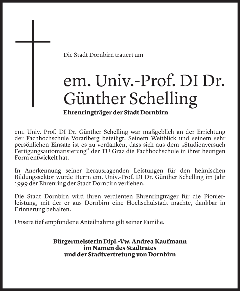  Todesanzeige für Günther Freimut Karl Schelling vom 21.11.2022 aus Vorarlberger Nachrichten