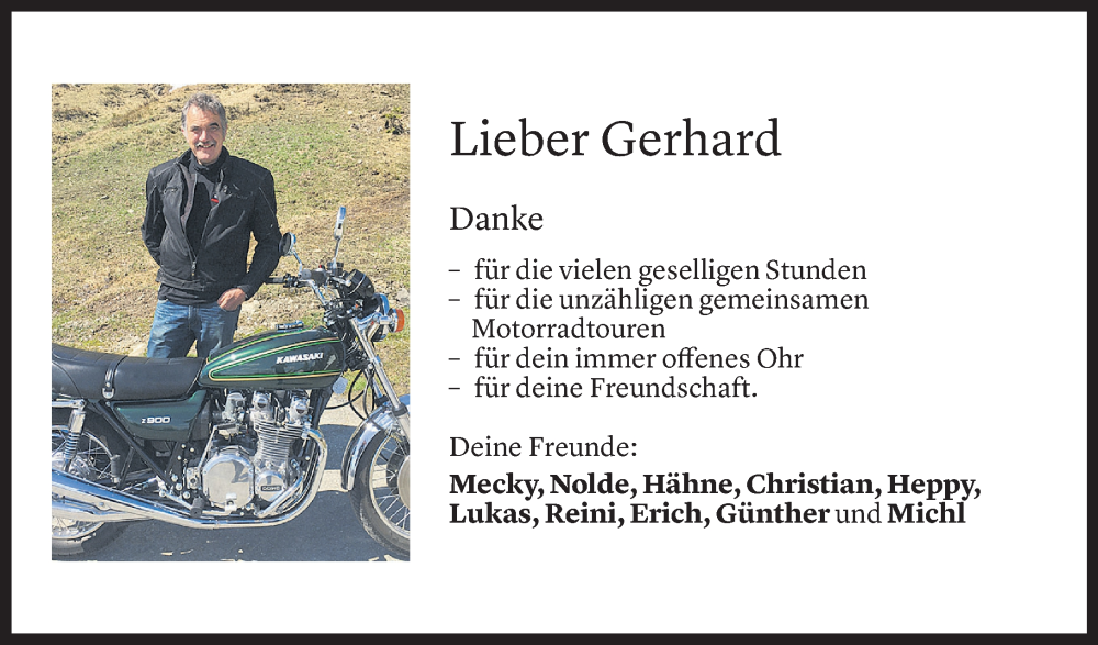  Todesanzeige für Gerhard Thurner vom 16.11.2022 aus Vorarlberger Nachrichten