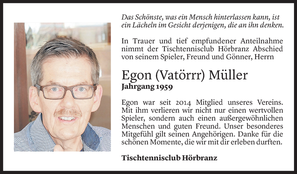 Todesanzeige für Egon Müller vom 17.12.2022 aus Vorarlberger Nachrichten