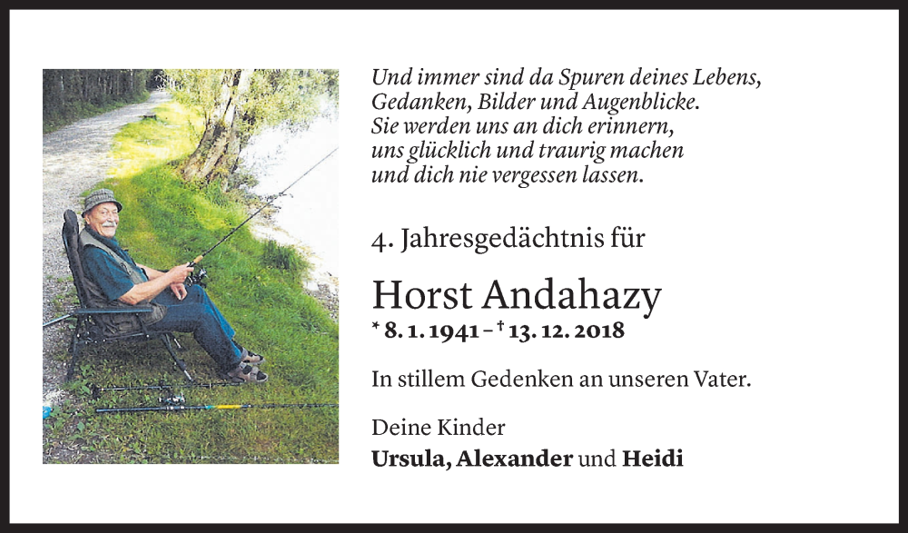  Todesanzeige für Horst Andahazy vom 09.12.2022 aus Vorarlberger Nachrichten