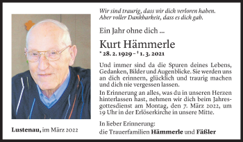 Todesanzeige von Kurt Hämmerle von Vorarlberger Nachrichten