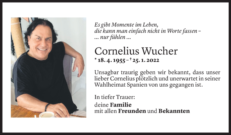  Todesanzeige für Cornelius Wucher vom 19.02.2022 aus Vorarlberger Nachrichten