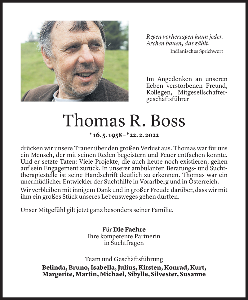  Todesanzeige für Thomas Boss vom 02.03.2022 aus Vorarlberger Nachrichten