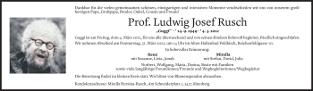Todesanzeige von Ludwig Josef Rusch von Vorarlberger Nachrichten