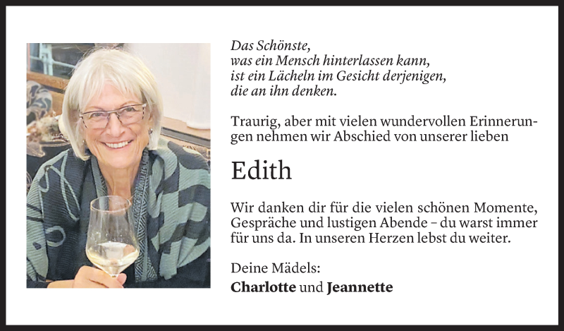  Todesanzeige für Edith Maria Zeilinger vom 22.03.2022 aus vorarlberger nachrichten