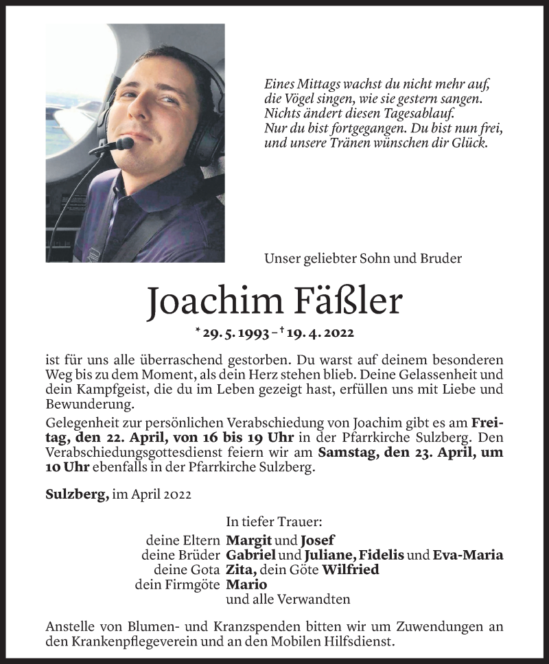  Todesanzeige für Joachim Fäßler vom 20.04.2022 aus vorarlberger nachrichten
