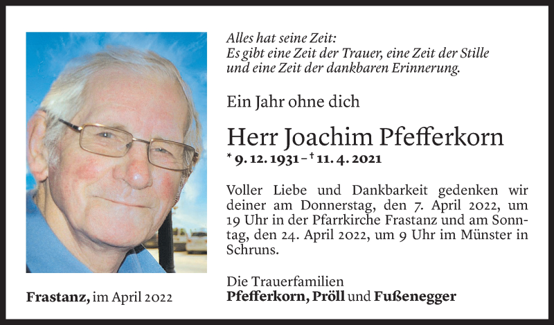  Todesanzeige für Joachim Pfefferkorn vom 04.04.2022 aus vorarlberger nachrichten