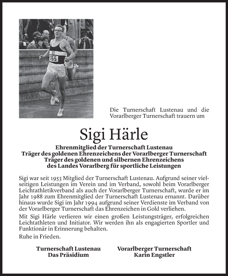  Todesanzeige für Sigi Härle vom 11.04.2022 aus Vorarlberger Nachrichten