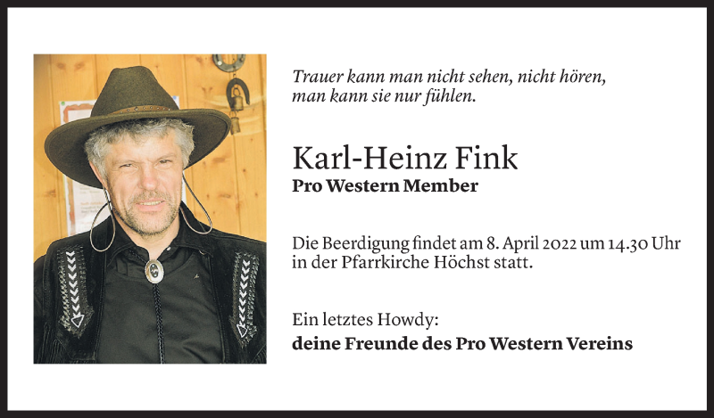  Todesanzeige für Karl-Heinz Fink vom 05.04.2022 aus vorarlberger nachrichten