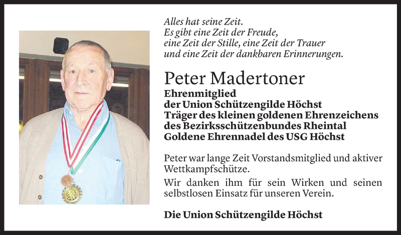  Todesanzeige für Peter Madertoner vom 06.04.2022 aus vorarlberger nachrichten