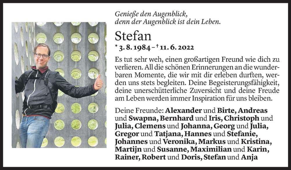  Todesanzeige für Stefan Schreiber vom 15.06.2022 aus Vorarlberger Nachrichten