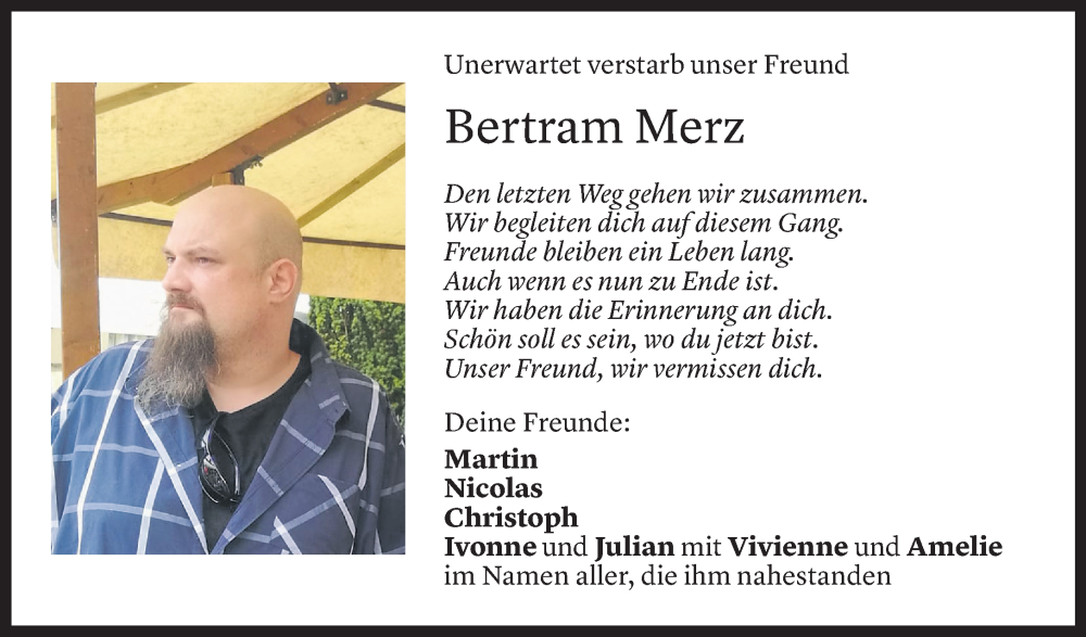  Todesanzeige für Bertram Merz vom 10.06.2022 aus Vorarlberger Nachrichten