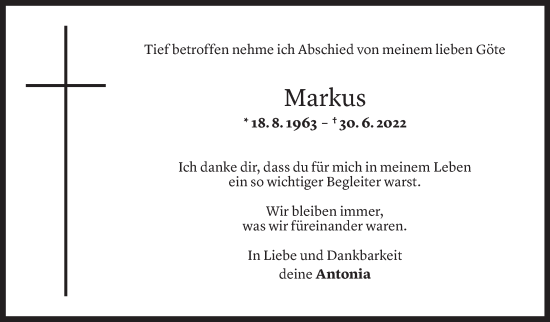 Todesanzeige von Markus Elmar Morscher von Vorarlberger Nachrichten