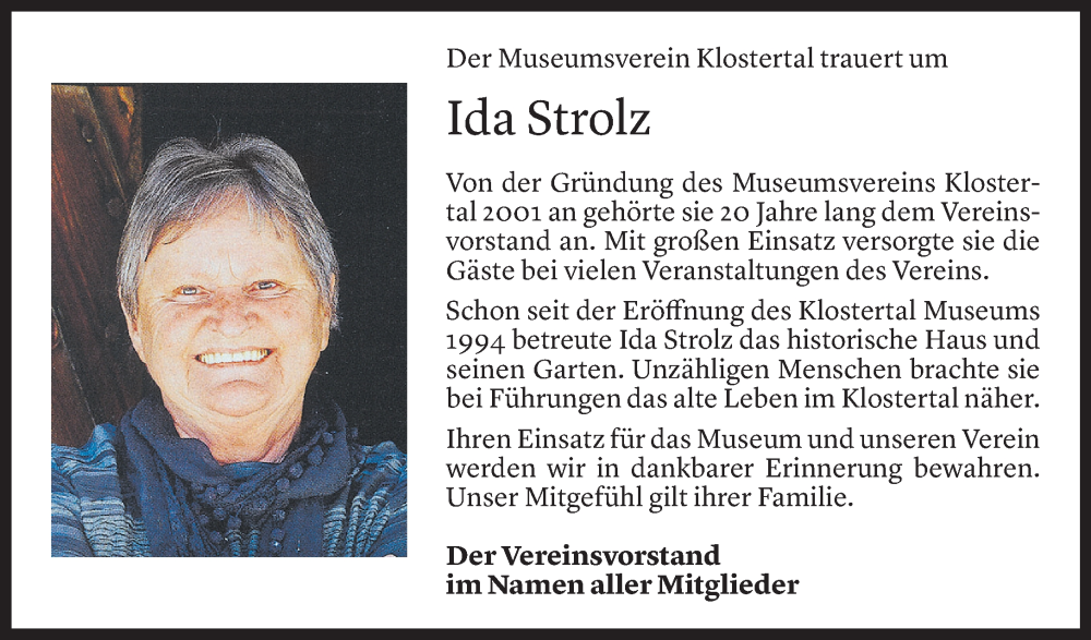  Todesanzeige für Ida Strolz vom 17.08.2022 aus Vorarlberger Nachrichten