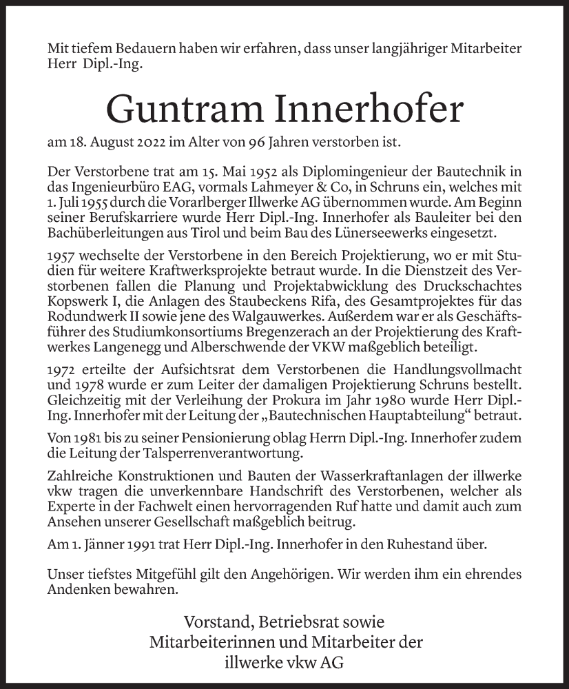  Todesanzeige für Guntram Innerhofer vom 23.08.2022 aus Vorarlberger Nachrichten