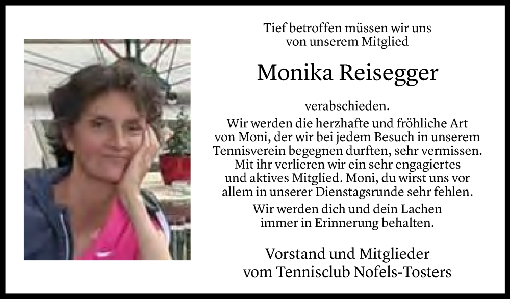  Todesanzeige für Monika Reisegger vom 24.08.2022 aus Vorarlberger Nachrichten
