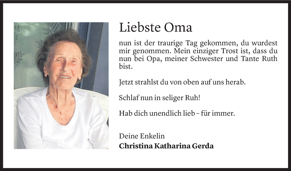  Todesanzeige für Gerda Blecha vom 10.09.2022 aus Vorarlberger Nachrichten