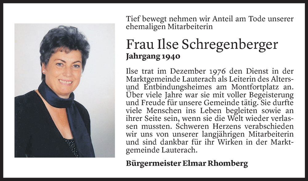  Todesanzeige für Ilse Schregenberger vom 03.09.2022 aus Vorarlberger Nachrichten