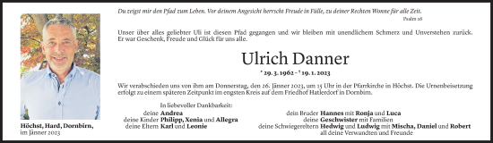 Todesanzeige von Ulrich Danner von Vorarlberger Nachrichten