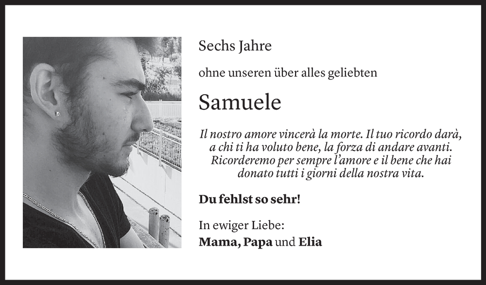  Todesanzeige für Samuele Italo Cafasso vom 06.01.2023 aus Vorarlberger Nachrichten